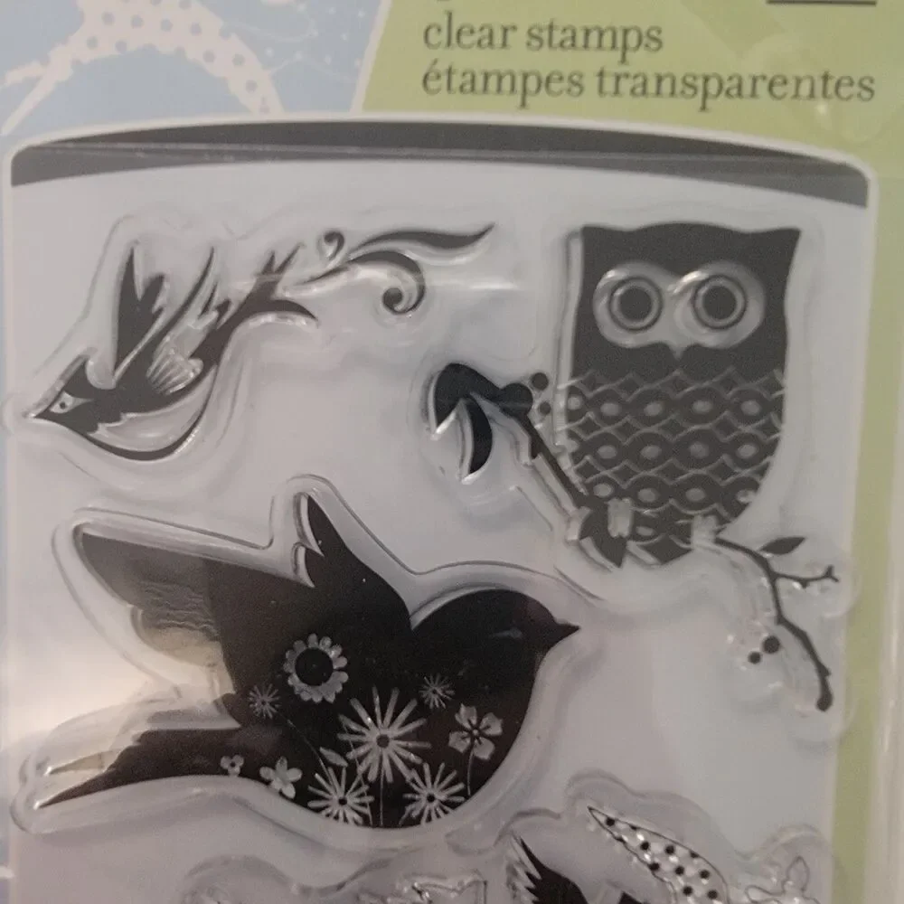 Inkadinkado Clear Stamps Birds, Butterflies & Flowers LOT of 3 Sets - 19 Stamps